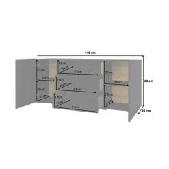Credenza sospesa 140x63h cm moderna nero Fusion