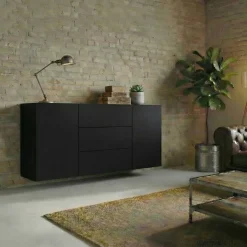 Credenza sospesa 140x63h cm moderna nero Fusion