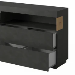 Credenza 169x85h cm 1 anta 3 cassetti antracite rovere Bahama