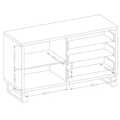 Credenza 144x83h cm 1 anta 3 cassetti moderna quercia nero Petra