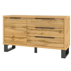 Credenza 144x83h cm 1 anta 3 cassetti moderna quercia nero Petra