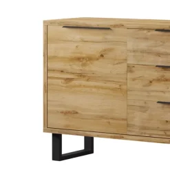 Credenza 144x83h cm 1 anta 3 cassetti moderna quercia nero Petra