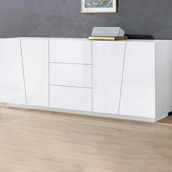 Credenza 220x86h cm 4 ante 3 cassetti bianco lucido Candia Gihome®
