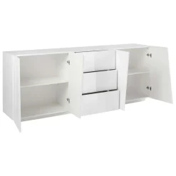Credenza 220x86h cm 4 ante 3 cassetti bianco lucido Candia Gihome®
