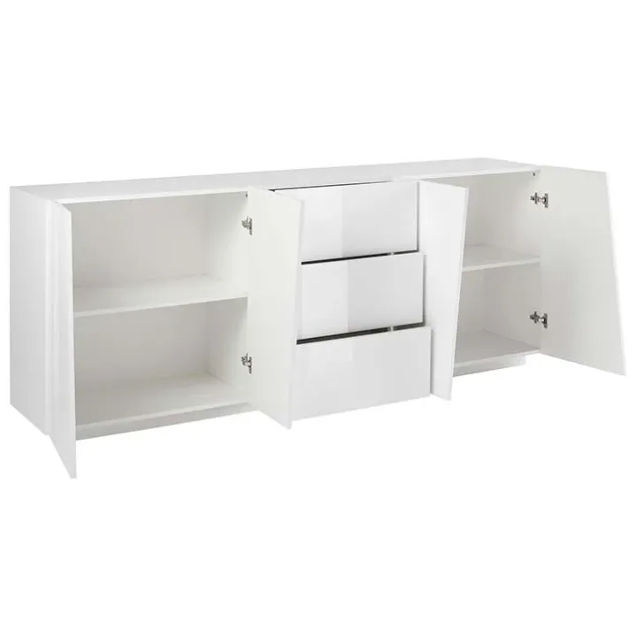 Credenza 220x86h cm 4 ante 3 cassetti bianco lucido Candia Gihome®
