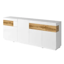 Credenza 219x85h cm 4 ante 2 cassetti bianco lucido rovere Bahama