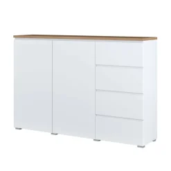 Credenza 150x100h cm 2 ante 4 cassetti bianco rovere Ischia