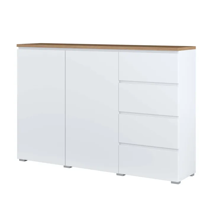 Credenza 150x100h cm 2 ante 4 cassetti bianco rovere Ischia