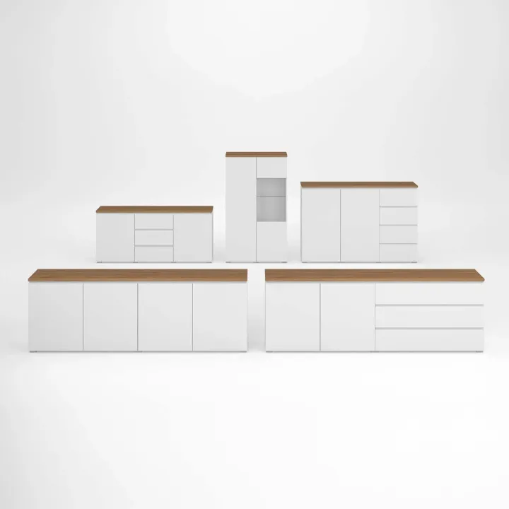 Credenza 150x100h cm 2 ante 4 cassetti bianco rovere Ischia