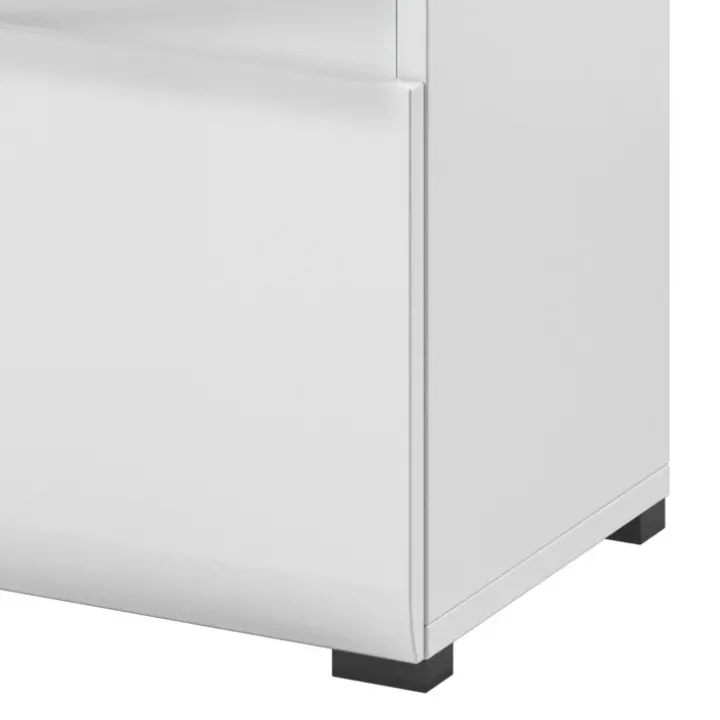 Credenza 180x103h cm 2 ante 3 cassetti con vetrinetta moderna bianco opaco e lucido Maiorca