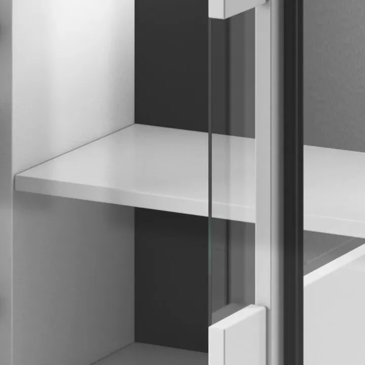 Credenza 180x103h cm 2 ante 3 cassetti con vetrinetta moderna bianco opaco e lucido Maiorca