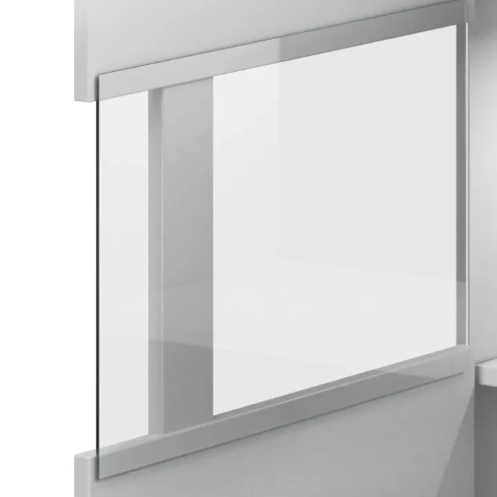 Credenza 180x103h cm 2 ante 3 cassetti con vetrinetta moderna bianco opaco e lucido Maiorca