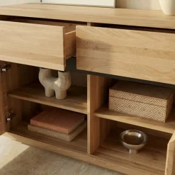 Credenza 120x85h cm 2 ante 2 cassetti legno massello rovere Tarselia