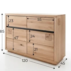 Credenza 120x85h cm 2 ante 2 cassetti legno massello rovere Tarselia