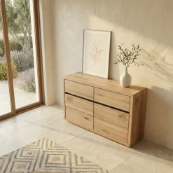 Credenza 120x85h cm 2 ante 2 cassetti legno massello rovere Tarselia