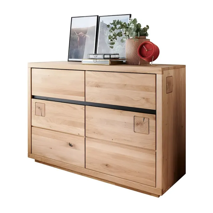 Credenza 120x85h cm 2 ante 2 cassetti legno massello rovere Tarselia