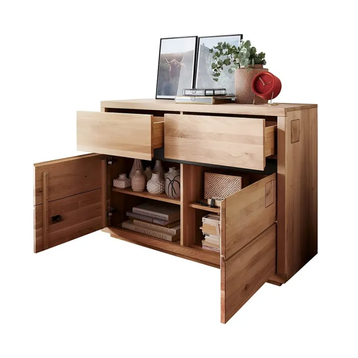 Credenza 120x85h cm 2 ante 2 cassetti legno massello rovere Tarselia