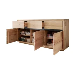 Credenza 175x85h cm 3 ante 3 cassetti legno massello rovere Tarselia