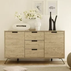 Credenza 156x86h cm 2 ante 3 cassetti moderna sherwood oak Juvena