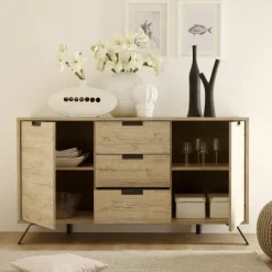 Credenza 156x86h cm 2 ante 3 cassetti moderna sherwood oak Juvena