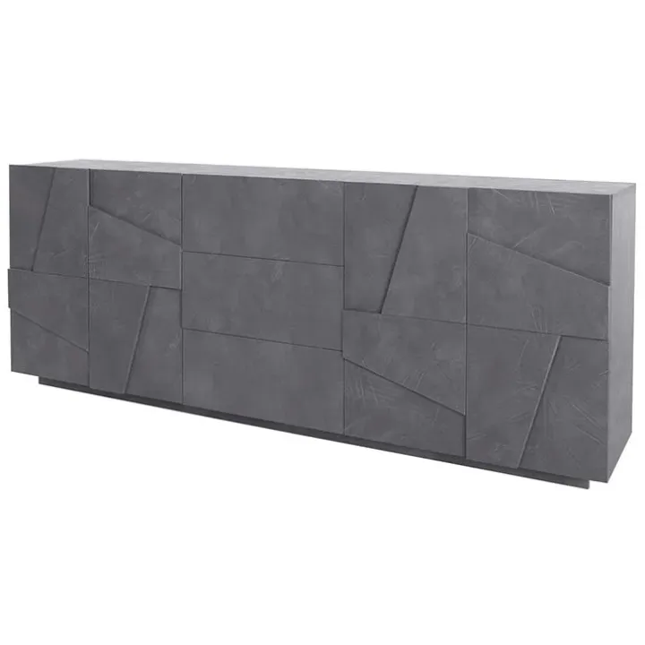 Credenza 224x86h cm 4 ante 3 cassetti moderna ossido Zenzero Gihome®