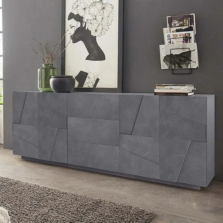 Credenza 224x86h cm 4 ante 3 cassetti moderna ossido Zenzero Gihome®