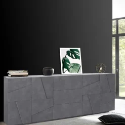 Credenza 224x86h cm 4 ante 3 cassetti moderna ossido Zenzero Gihome®
