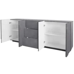 Credenza 224x86h cm 4 ante 3 cassetti moderna ossido Zenzero Gihome®