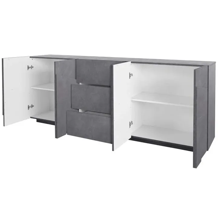 Credenza 224x86h cm 4 ante 3 cassetti moderna ossido Zenzero Gihome®