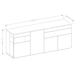 Credenza 219x85h cm 4 ante 2 cassetti moderna antracite rovere Bahama