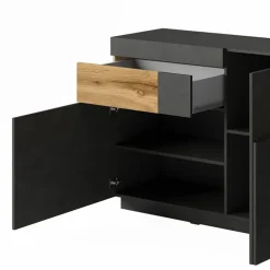 Credenza 219x85h cm 4 ante 2 cassetti moderna antracite rovere Bahama