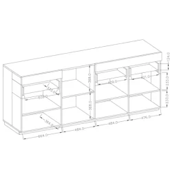Credenza 219x85h cm 4 ante 2 cassetti moderna antracite rovere Bahama