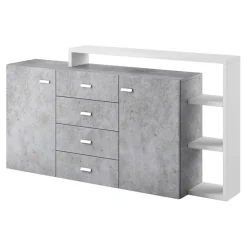 Credenza 180x98h cm 2 ante 4 cassetti moderna bianco cemento Megan Gihome®
