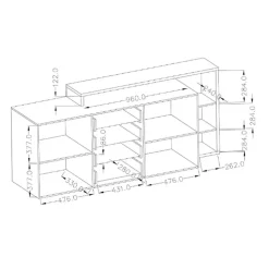 Credenza 180x98h cm 2 ante 4 cassetti moderna bianco cemento Megan Gihome®