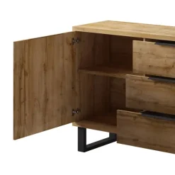Credenza 201x83h cm 2 ante 3 cassetti moderna quercia nero Petra