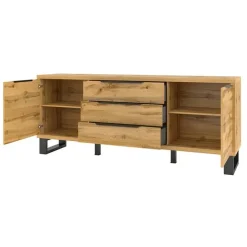 Credenza 201x83h cm 2 ante 3 cassetti moderna quercia nero Petra