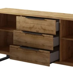 Credenza 201x83h cm 2 ante 3 cassetti moderna quercia nero Petra