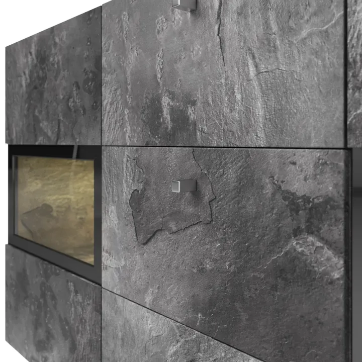 Credenza 132x70h cm 2 ante 3 cassetti moderna ossido nero Emotion Gihome®