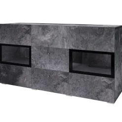 Credenza 132x70h cm 2 ante 3 cassetti moderna ossido nero Emotion Gihome®