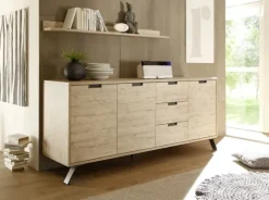 Credenza 206x86h cm 3 ante 3 cassetti moderna sherwood oak Juvena