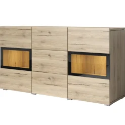 Credenza 132x70h cm 2 ante 3 cassetti moderna rovere nero Emotion Gihome®