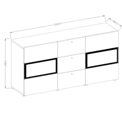 Credenza 132x70h cm 2 ante 3 cassetti moderna rovere nero Emotion Gihome®