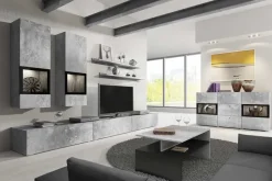 Credenza 132x70h cm 2 ante 3 cassetti moderna cemento Emotion Gihome®
