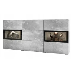 Credenza 132x70h cm 2 ante 3 cassetti moderna cemento Emotion Gihome®