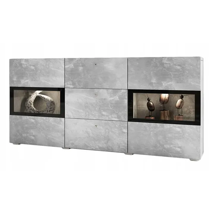 Credenza 132x70h cm 2 ante 3 cassetti moderna cemento Emotion Gihome®