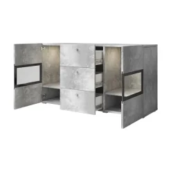 Credenza 132x70h cm 2 ante 3 cassetti moderna cemento Emotion Gihome®