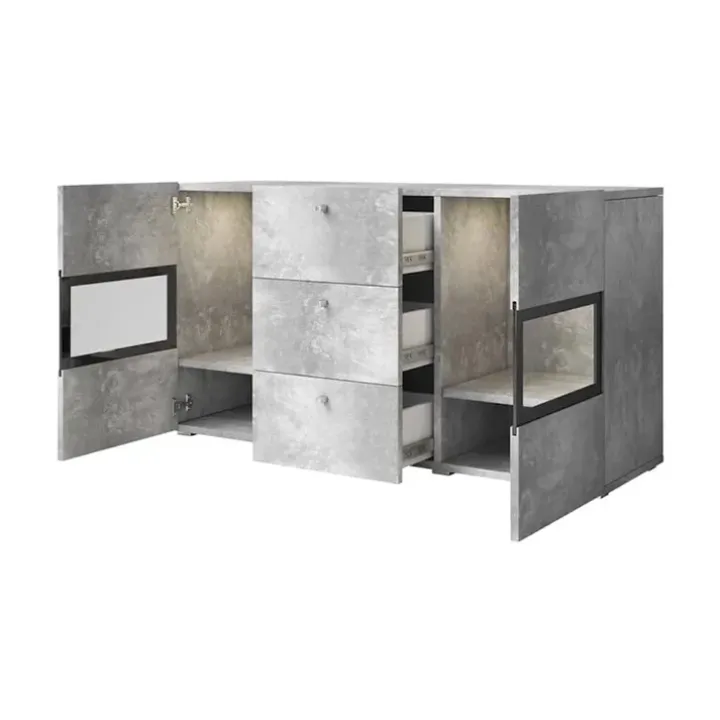 Credenza 132x70h cm 2 ante 3 cassetti moderna cemento Emotion Gihome®