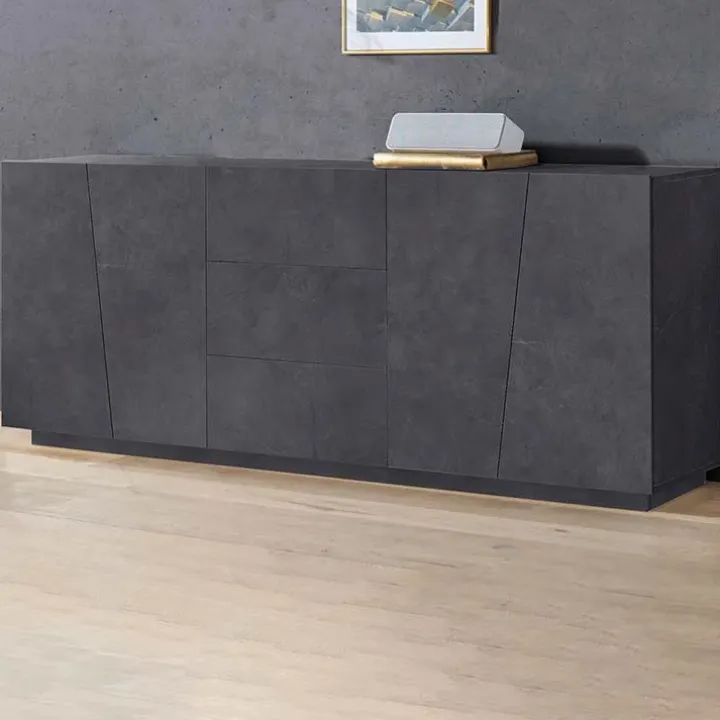 Credenza 220x86h cm 4 ante 3 cassetti moderna ossido Candia Gihome®