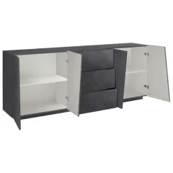 Credenza 220x86h cm 4 ante 3 cassetti moderna ossido Candia Gihome®
