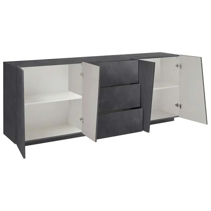 Credenza 220x86h cm 4 ante 3 cassetti moderna ossido Candia Gihome®